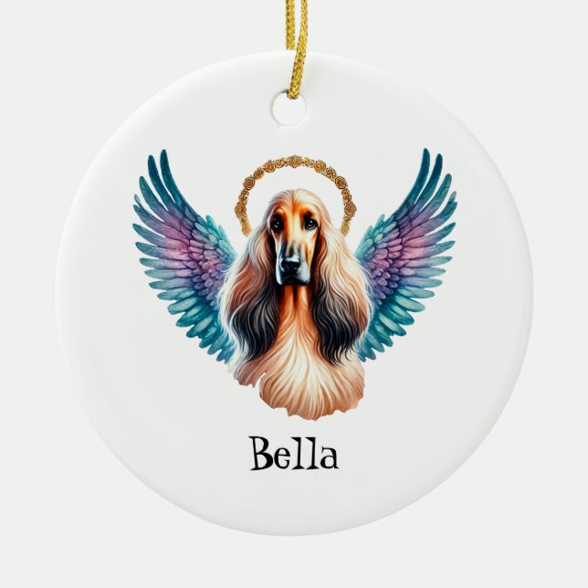 Beautiful Afghan Dog Memorial  Ceramic Tree Decoration (Front)