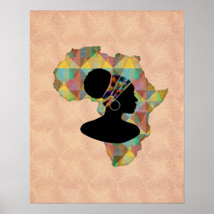 Beautiful Africa and Woman Geometric Pattern Poster