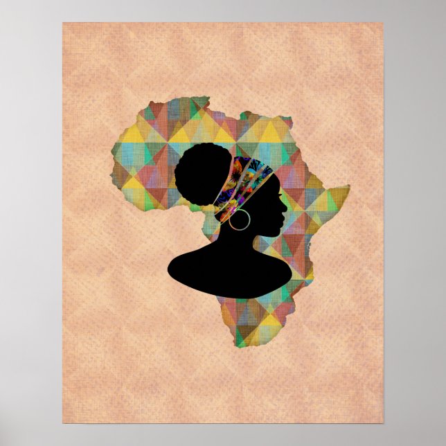 Beautiful Africa and Woman | Geometric Pattern Poster (Front)