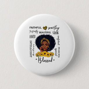 Beautiful African American Black Woman Sunflower L 6 Cm Round Badge