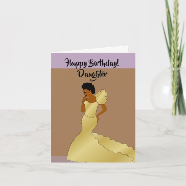 Beautiful African American Daughter Birthday Card (Front)