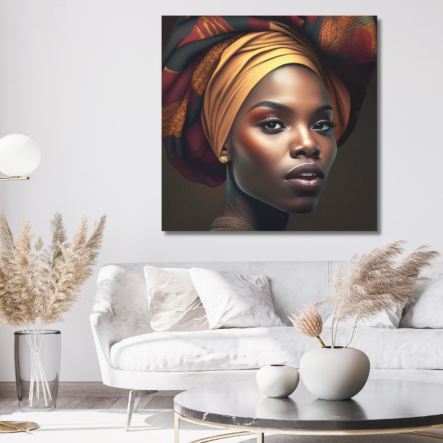 Beautiful African American Woman Ornate Head Wrap Canvas Print (Creator Uploaded)