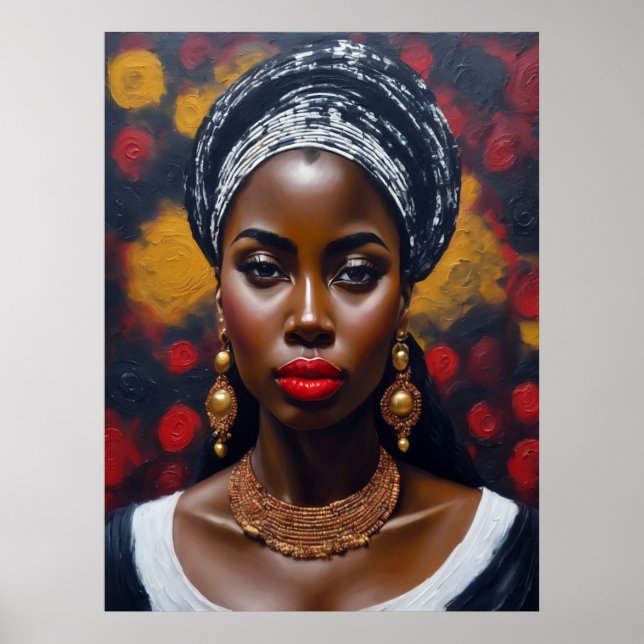 Beautiful African Black Woman Painting Poster (Front)