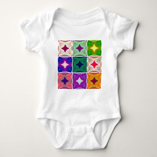 Beautiful African Chequered Art Print Baby Bodysuit (Front)