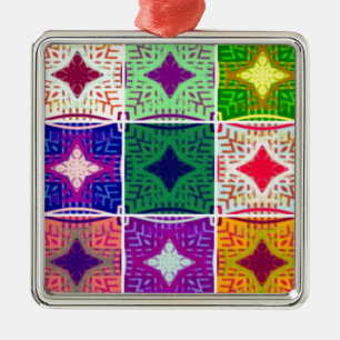 Beautiful African Chequered Art Print Metal Tree Decoration