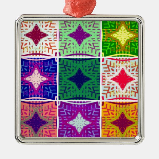 Beautiful African Chequered Art Print Metal Tree Decoration (Front)