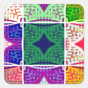 Beautiful African Chequered Art Print Square Sticker