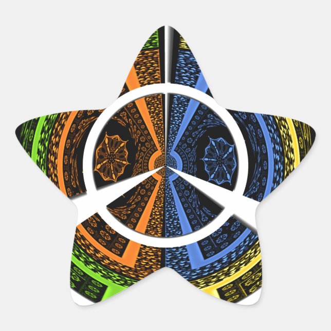 Beautiful African colourful Circular Illustrations Star Sticker (Front)