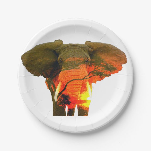 Beautiful African Elephant in the Serengeti Paper Plate (Front)
