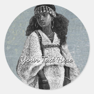 Beautiful African Girl Classic Round Sticker