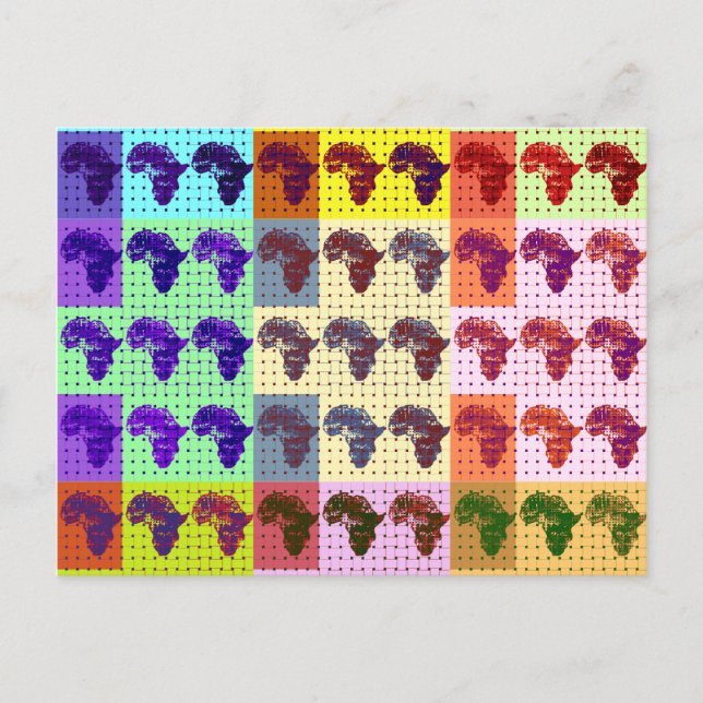 Beautiful African Map Chequered Pap art ethnic  Postcard (Front)