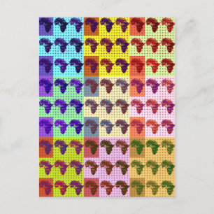 Beautiful African Map Chequered Pap art ethnic Postcard