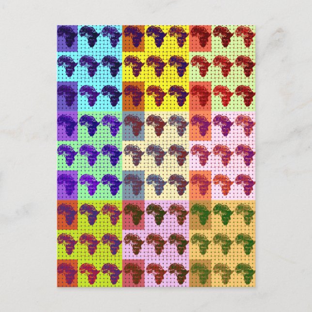 Beautiful African Map Chequered Pap art ethnic  Postcard (Front)