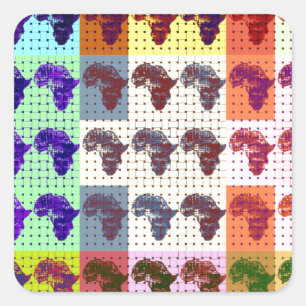 Beautiful African Map Chequered Pap art ethnic  Square Sticker