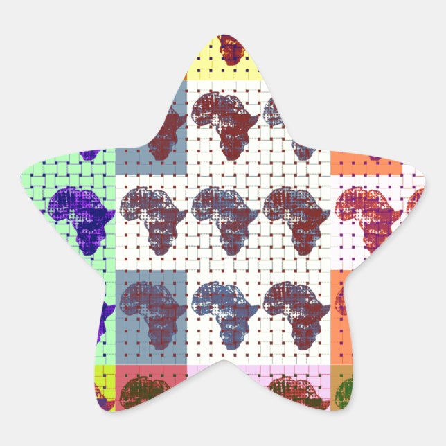 Beautiful African Map Chequered Pap art ethnic  Star Sticker (Front)