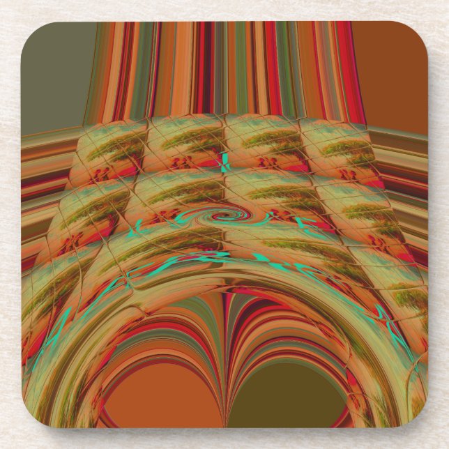 Beautiful African Traditional Golden Brown Motif  Coaster (Front)