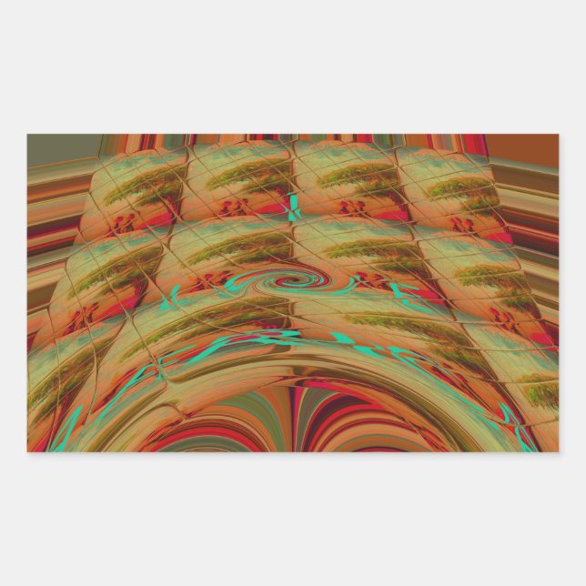 Beautiful African Traditional Golden Brown Motif  Rectangular Sticker (Front)