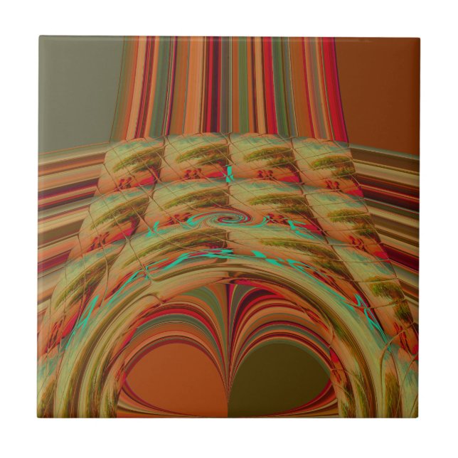 Beautiful African Traditional Golden Brown Motif  Tile (Front)