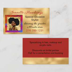 Beautiful African Woman Gold Look Business Card