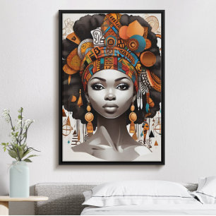 Beautiful african woman in traditional headgear poster