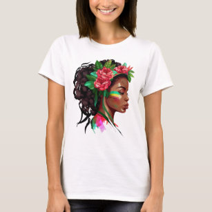 Beautiful African Woman Roses T-Shirt