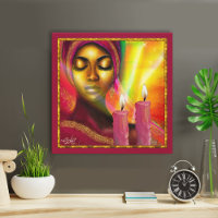 Beautiful African Woman Shabbat Candles Prayer