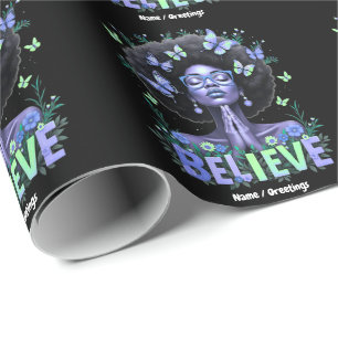Beautiful Afro Woman Black Queen Praying Tribute Wrapping Paper
