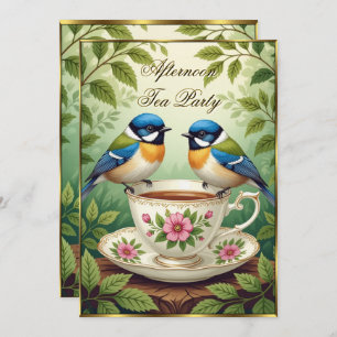 Beautiful Afternoon Tea Party Colourful Birds Invitation