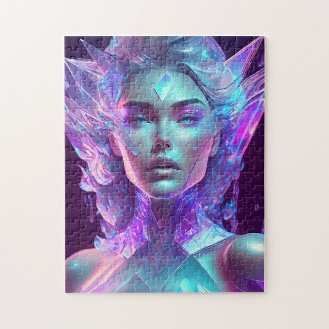 Beautiful Ai Art Pretty Icy Glass like Woman Jigsaw Puzzle (Vertical)