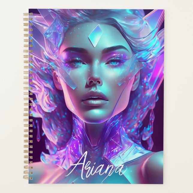Beautiful Ai Art Pretty Icy Glass like Woman Planner (Front)