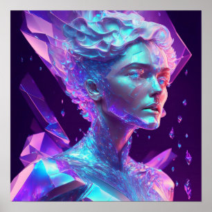 Beautiful Ai Art Pretty Icy Glass like Woman Poster