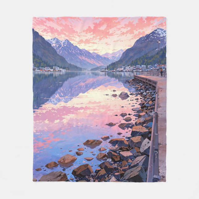 Beautiful Alaska Landscape Fleece Blanket (Front)