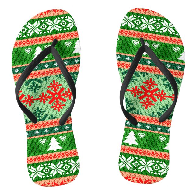Beautiful All-Over Print Christmas Knit Wallpaper Jandals (Footbed)