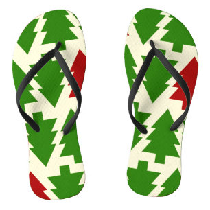 Beautiful All-Over Print Christmas Tree Wallpaper Jandals