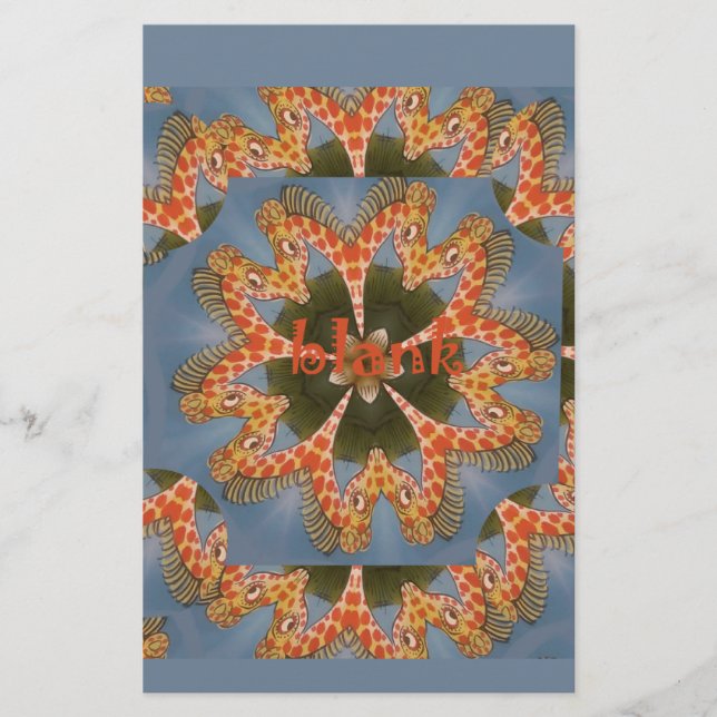 Beautiful amazing African colourful Giraffe blank Stationery (Front)