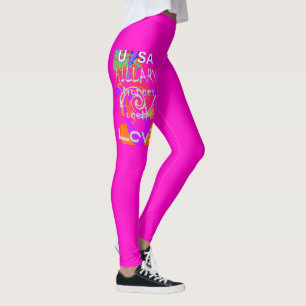 Beautiful amazing baby pink motif Hilary text art Leggings