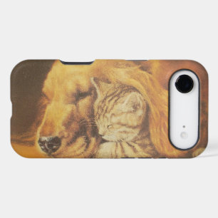 Beautiful Amazing Cat and Dog Cuddling Art Print