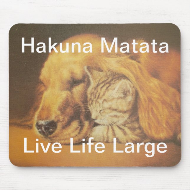 Beautiful Amazing Cat and Dog Cuddling Art Print Mouse Pad (Front)