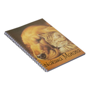 Beautiful Amazing Cat and Dog Cuddling Art Print Spiral Notebook