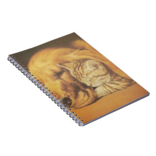 Beautiful Amazing Cat and Dog Cuddling Art Print Spiral Notebook