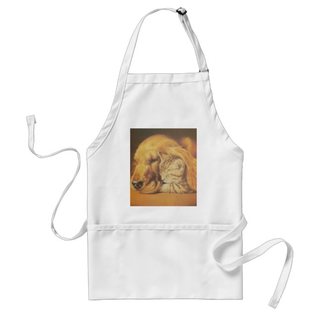 Beautiful Amazing Cat and Dog Cuddling Art Print Standard Apron (Front)