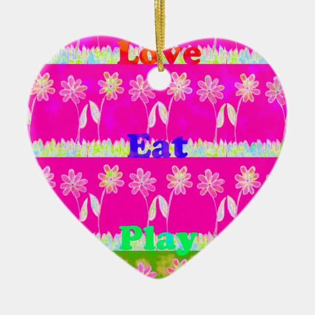 Beautiful amazing colourful Flora text quote desig Ceramic Tree Decoration (Front)