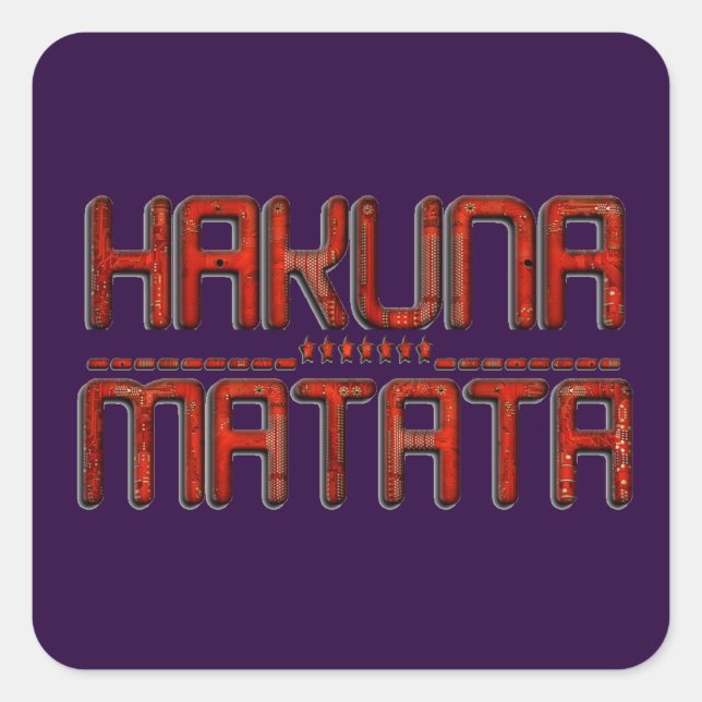 Beautiful Amazing Embossed Red Hakuna Matata Text  Square Sticker (Front)