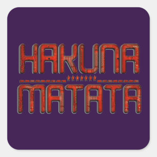 Beautiful Amazing Embossed Red Hakuna Matata Text  Square Sticker