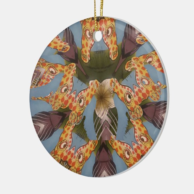 Beautiful amazing Funny African Giraffe pattern de Ceramic Tree Decoration (Left)