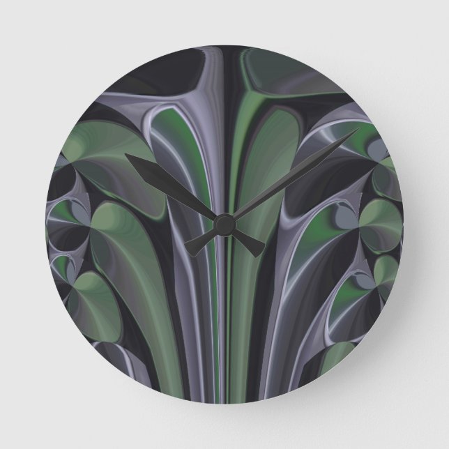 Beautiful Amazing Green Aurora Texture Art Design Round Clock (Front)