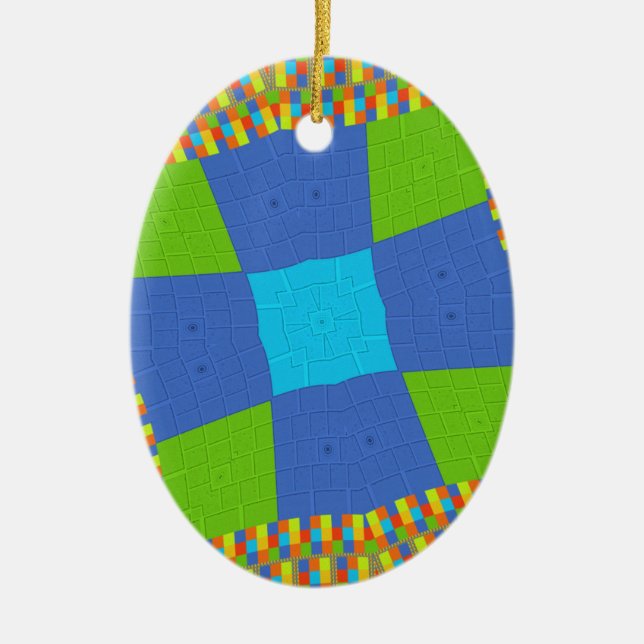 Beautiful Amazing Green Blue Cyan Art Print Design Ceramic Tree Decoration (Front)