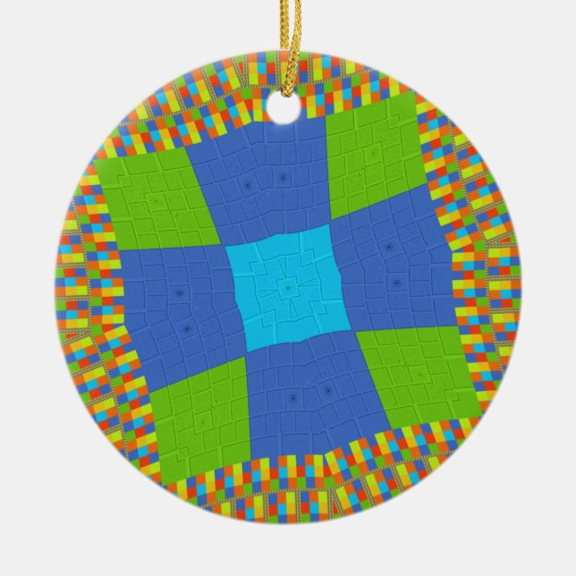 Beautiful Amazing Green Blue Cyan Art Print Design Ceramic Tree Decoration (Front)