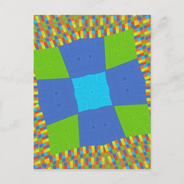 Beautiful Amazing Green Blue Cyan Art Print Design Postcard (Front)