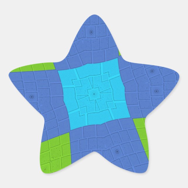 Beautiful Amazing Green Blue Cyan Art Print Design Star Sticker (Front)